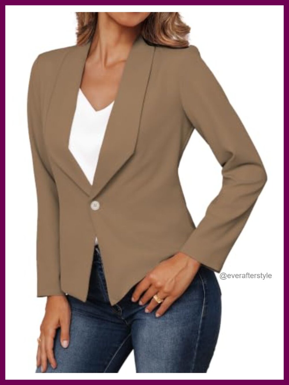 Women's Blazer Business Casual Long Sleeve One Button Lined Work Office Jacket